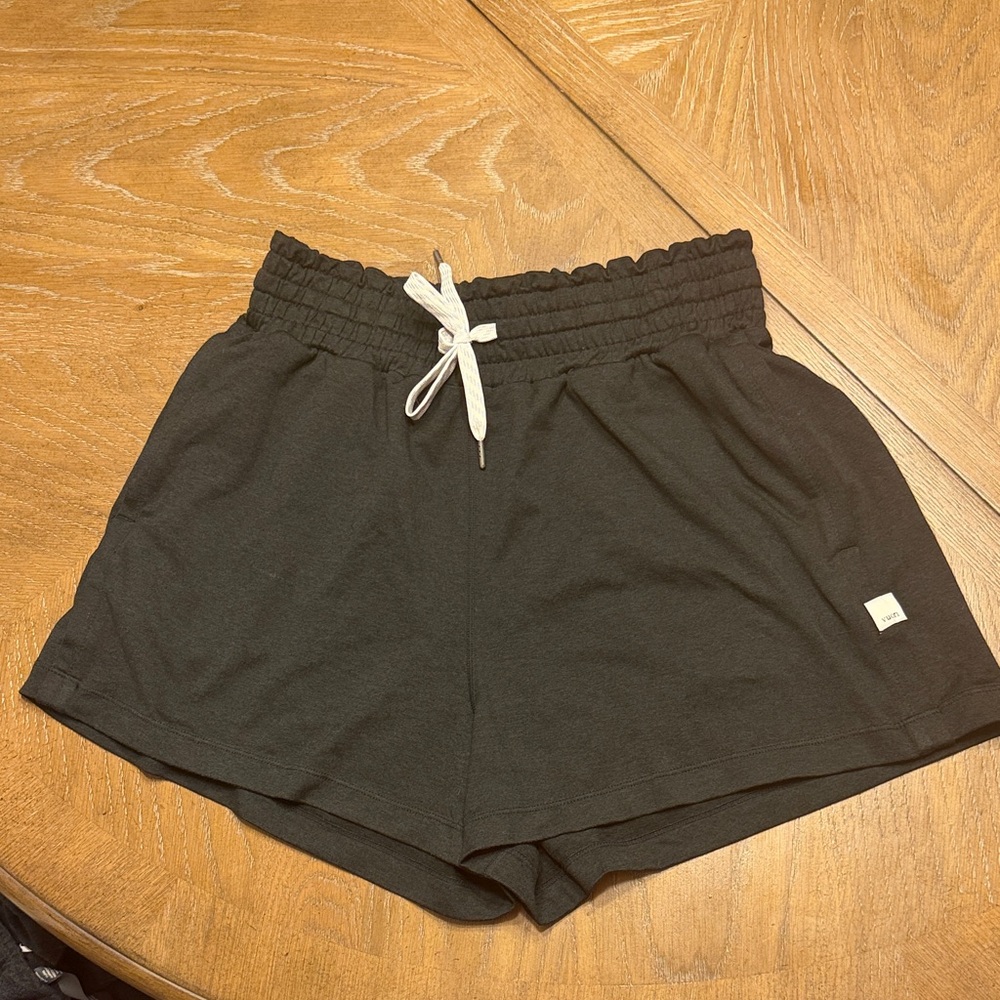 Vuori Black Women's Athletic Shorts with White Drawstring